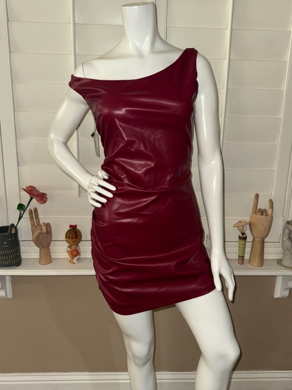 superdown Lennon Faux Leather Dress Oxblood
